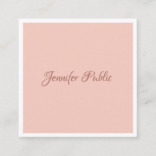 Custom Hand Script Text Modern Simple Template Square Business Card