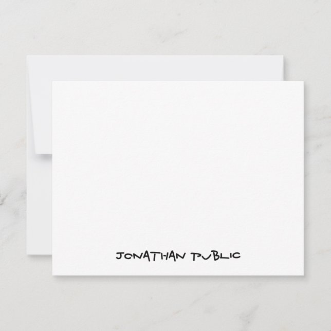 Custom Hand Script Text Simple Personalized Flat Note Card (Front)
