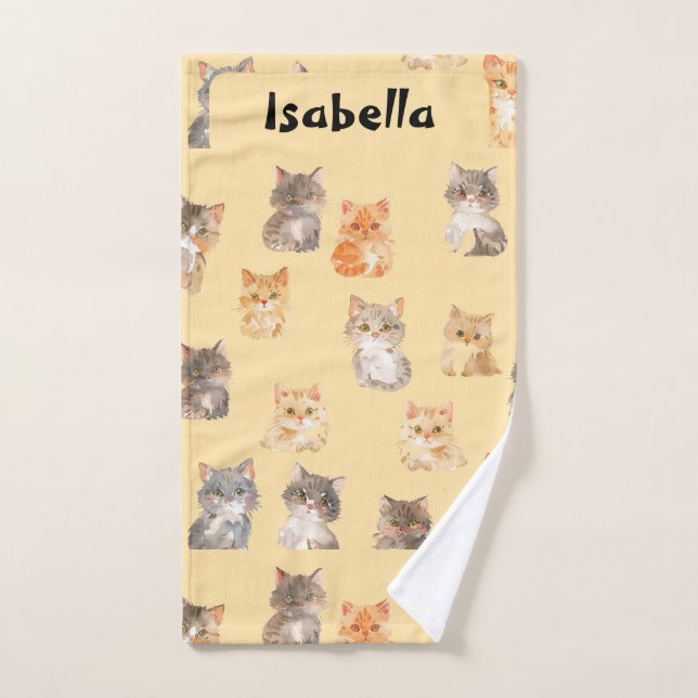 Custom Hand Towel - Funny Cat Pattern (Hand Towel)
