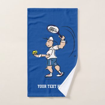Custom Hand Towel Gift With Tennis Player Cartoon by imagewear at Zazzle