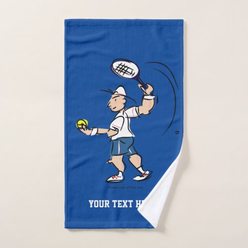 Custom hand towel gift with tennis player cartoon