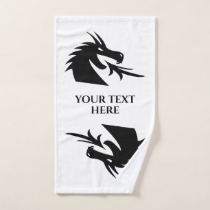 Custom hand towel with two dragon heads emblem