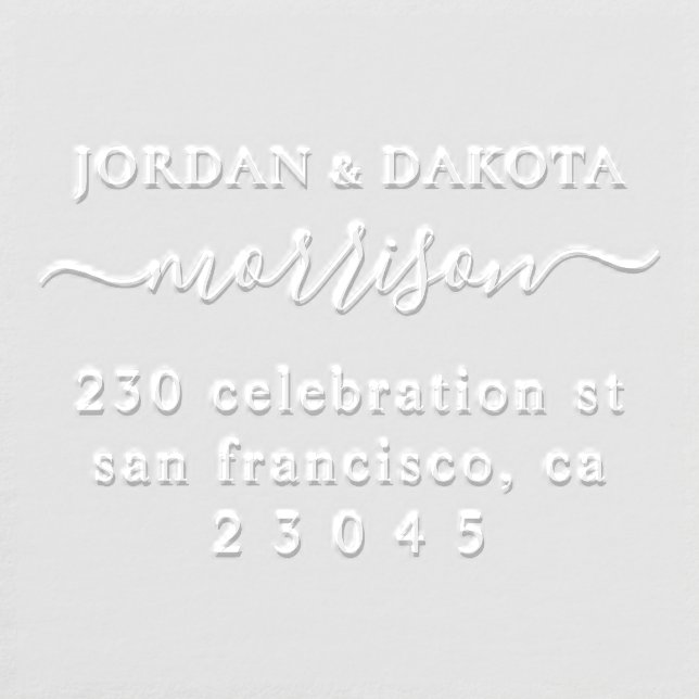 Custom Hand-Written Wedding Names & Return Address Embosser (Design)