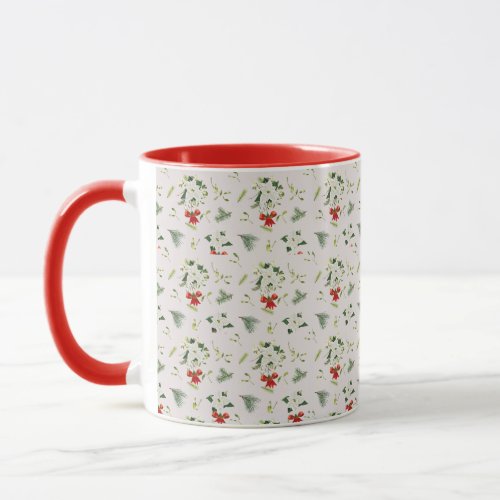 Custom handle and inner Mug Christmas flowers