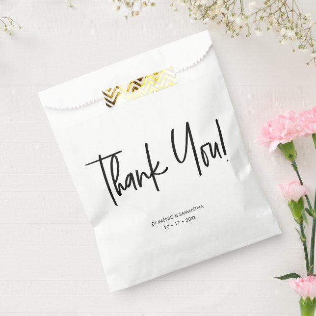 Custom Handlettering Chic Thank You Script Wedding Favor Bag (Sealed)