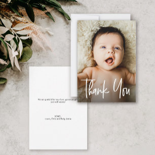 Custom Handlettering Modern Baby Shower Photo Thank You Card