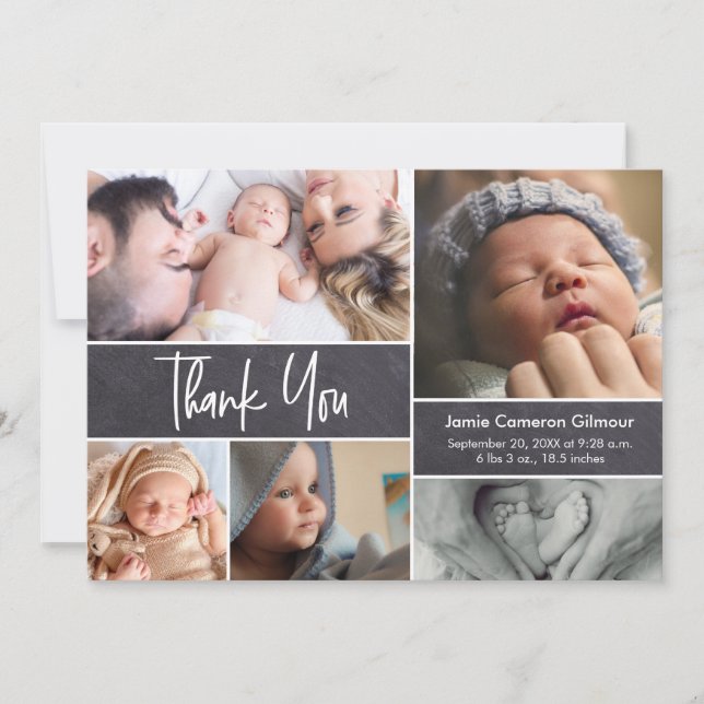 Custom Handlettering Photo Collage Baby Shower Invitation (Front)