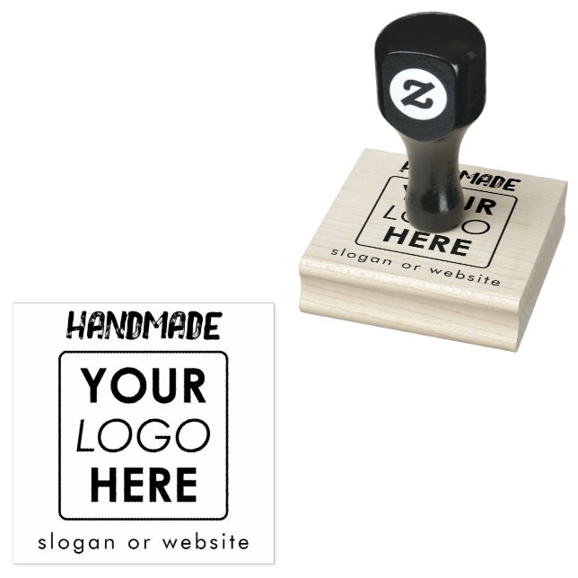 Custom Handmade Business Logo & Text Professional Rubber Stamp (Stamped)