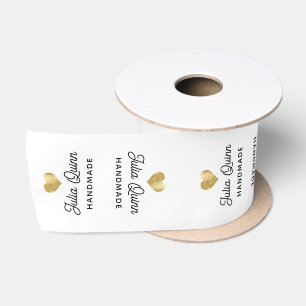 Custom Handmade Clothing Label Ribbon Gold Heart
