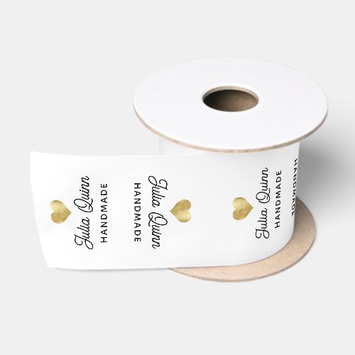 Custom Handmade Clothing Label Ribbon Gold Heart