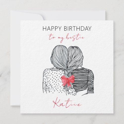 Custom handmade gift for bestie birthday card