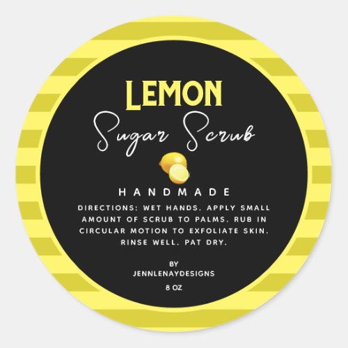 Custom Handmade Lemon Sugar Scrub Labels