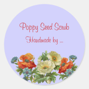 Custom Handmade Soap Poppy and Cornflowers Sticker
