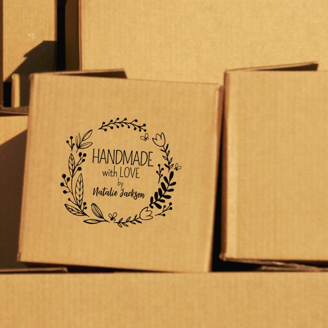 Custom Handmade with love, Floral   Rubber Stamp (Creator Uploaded)