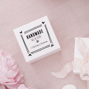 Custom Handmade with love, Heart Frame Rubber Stamp
