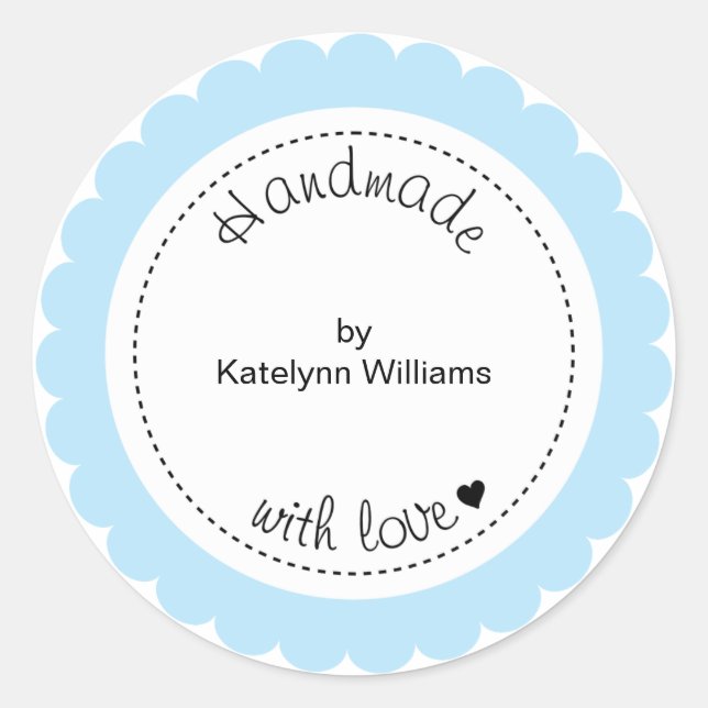 Custom Handmade With Love Party Favor Stickers (Front)