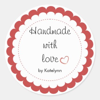 Custom Handmade With Love Party Favor Stickers by stripedhope at Zazzle