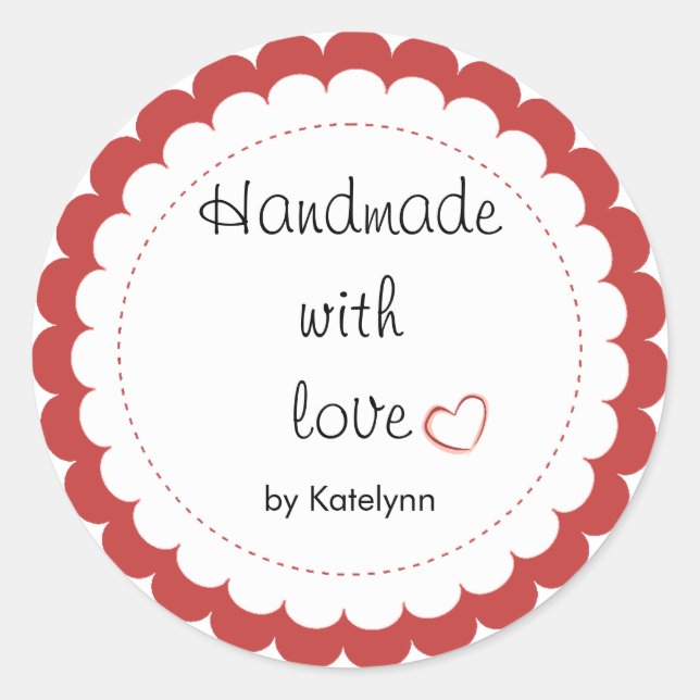 Custom Handmade With Love Party Favor Stickers (Front)