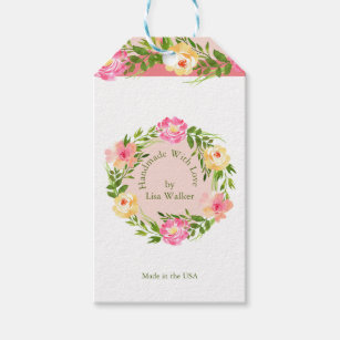Handmade with Love Tags Floral Favor Tags Gift Tags Custom