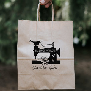 Custom Handmade With Love, Sewing Business, Large  Rubber Stamp