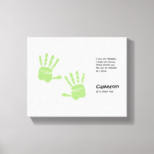 Custom handprint art from child with name poem canvas print