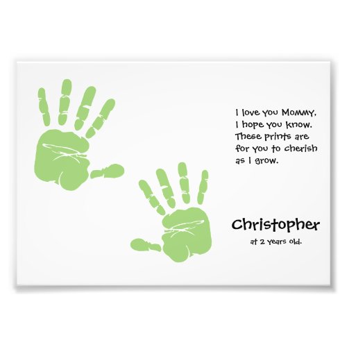 Custom handprint art from child with name poem photo print