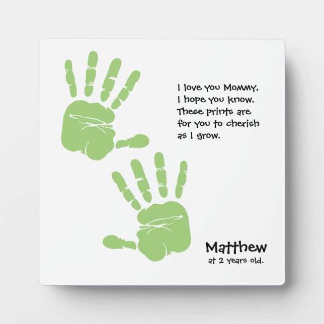 Custom handprint art from child with name, poem plaque (Front)