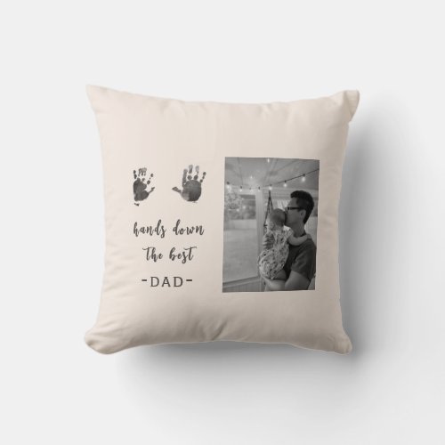 Custom Handprints Best Dad Photo Throw Pillow