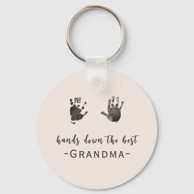 Custom Handprints Best Grandma  Keychain (Front)