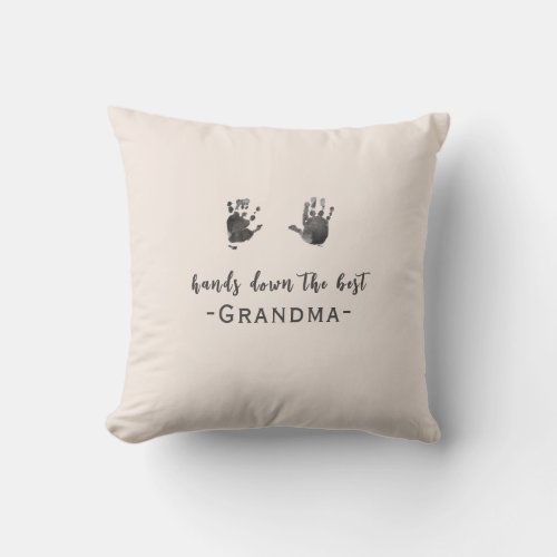Custom Handprints Best Grandma Throw Pillow