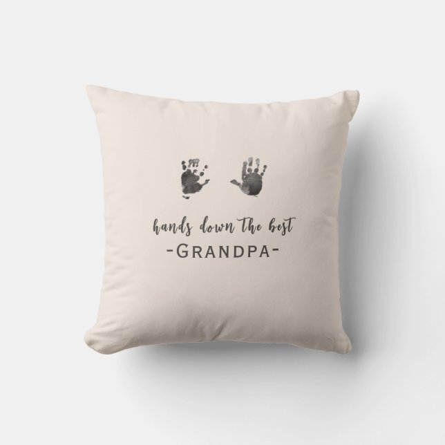 Custom Handprints Best Grandpa Throw Pillow (Front)