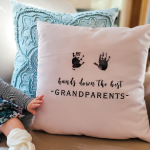 Custom Handprints Best Grandparents  Throw Pillow