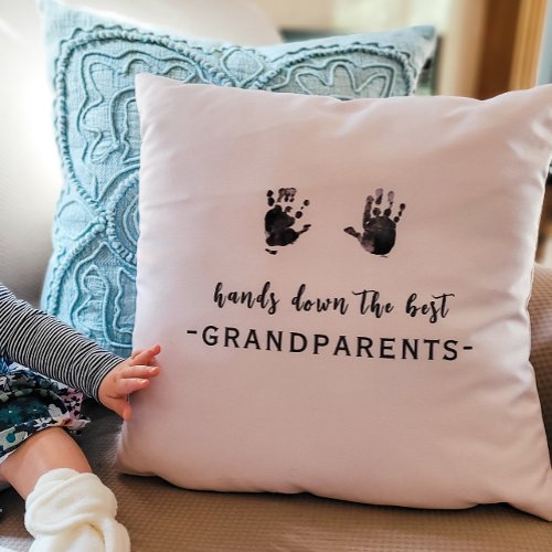 Custom Handprints Best Grandparents  Throw Pillow