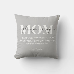 Custom Handwriting Gray, Photo at back Mothers day Throw Pillow