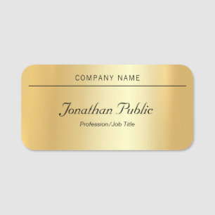 Custom Handwriting Script Modern Elegant Gold Name Tag