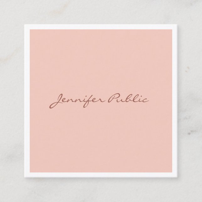 Custom Handwriting Script Text Modern Elegant Chic Square Business Card (Front)