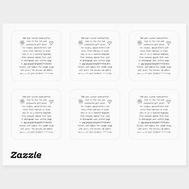 Custom Handwriting Square Sticker (Sheet)
