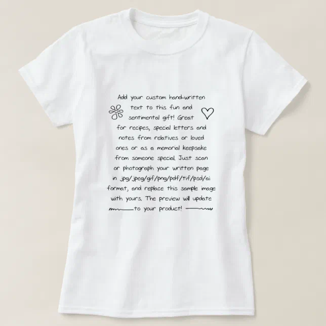 Custom Handwriting T-Shirt | Zazzle