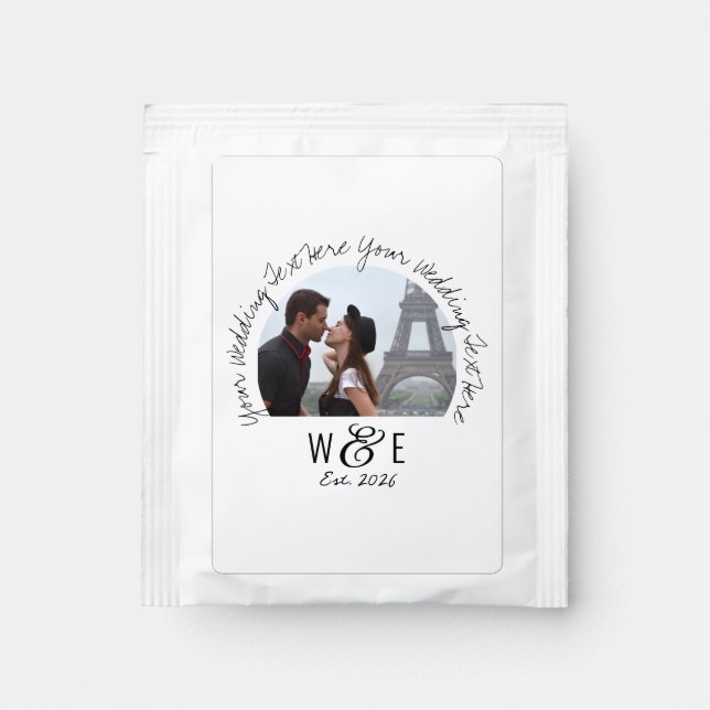 Custom Handwriting Text Black Tea Wedding Favors Bag Drink Mix (Front)