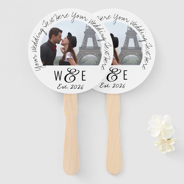 Custom Handwriting Text Program Fan Wedding Favors (Front and Back)