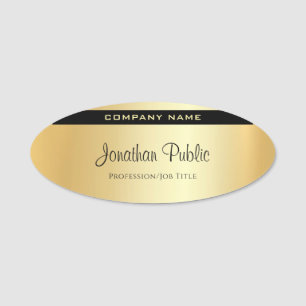 Custom Handwritten Elegant Glamour Gold Modern Name Tag