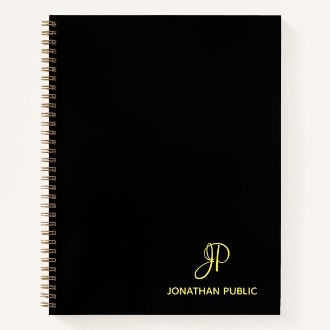 Custom Handwritten Gold Monogram Name Initial Notebook (Front)