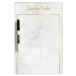 Custom Handwritten Gold Name White Marble Elegant Dry Erase Board