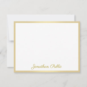 Custom Handwritten Gold Script Text Name Note Card
