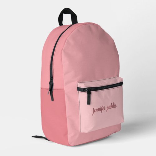 Custom Handwritten Name Blush Pink Cute Stylish Printed Backpack