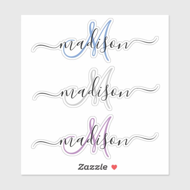 Custom Handwritten Name Monogram Script Sticker (Sheet)