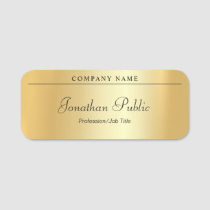Custom Handwritten Script Elegant Glamour Gold Name Tag