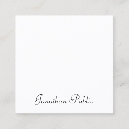 Custom Handwritten Script Elegant Simple Template Square Business Card