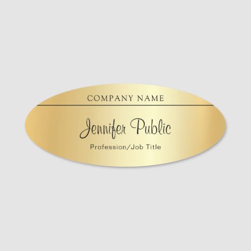 Custom Handwritten Script Modern Elegant Gold Name Tag