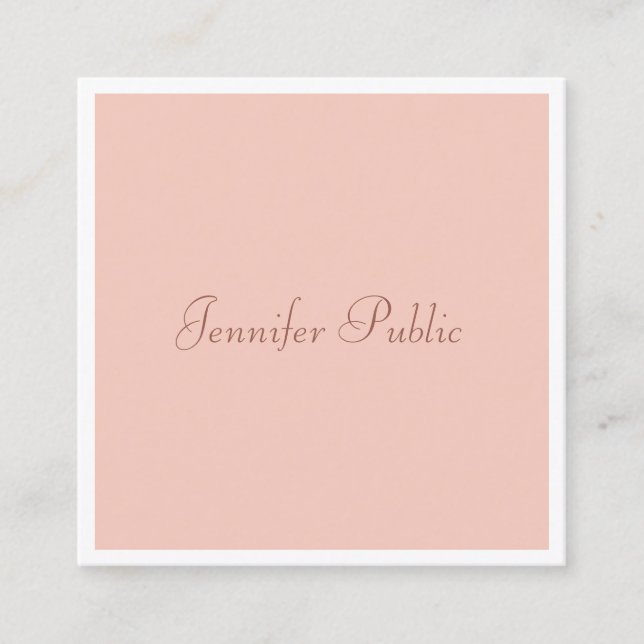 Custom Handwritten Script Modern Elegant Simple Square Business Card (Front)